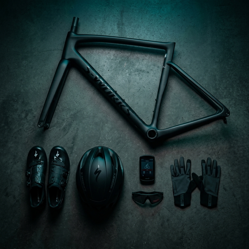 Rennrad Equipment flat lay